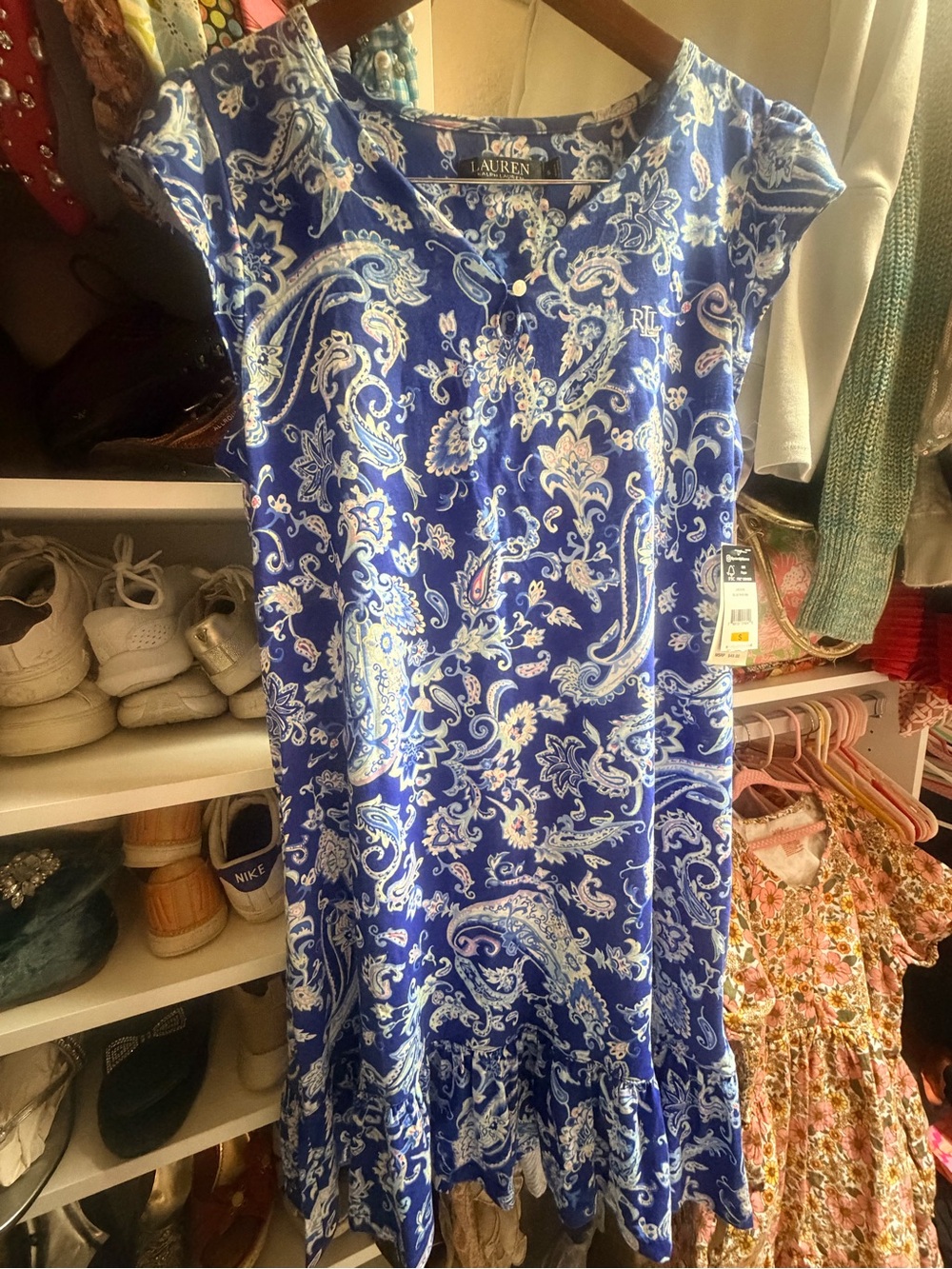 Polo by Ralph Lauren Blue Paisley Midi Dress